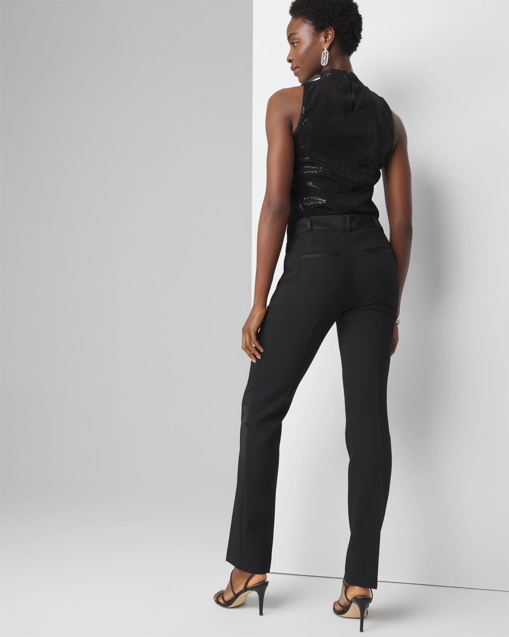 パンツ Black High Waisted Tuxedo Pants High-Rise Straight Tuxedo Luxe Stretch Pant | White House
